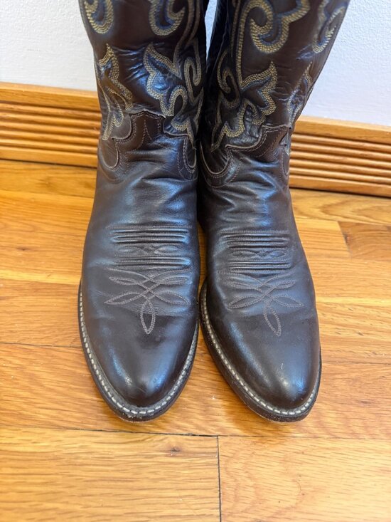 Vintage Justin Leather Cowboy Boots 1418 USA Espresso Brown Men 7.5B Women 9 main image 8